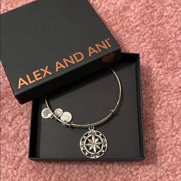 Alex and Ani compass bangle bracelet, silver - Picture 2 of 3